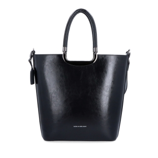 Veľká kožená shopper kabelka Noelia Bolger materiál kože zapínanie na zips farba čierna veľkosť veľká NB 0093 C Spredu