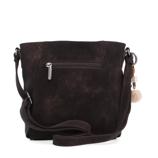 Praktická crossbody kabelka s odnímateľným príveskom Carmelo materiál syntetická koža zapínanie na zips farba hnedá veľkosť malá 4662 TH Zozadu