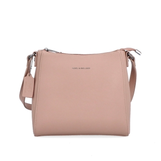 Kožená crossbody kabelka Noelia Bolger materiál kože zapínanie na zips farba nude veľkosť malá NB 0074 N Spredu