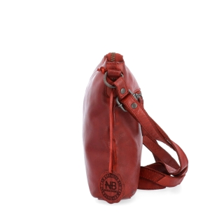 Kožená crossbody kabelka s moderným dizajnom Noelia Bolger materiál kože zapínanie na zips farba červená veľkosť malá NB 2400 CV Z boku
