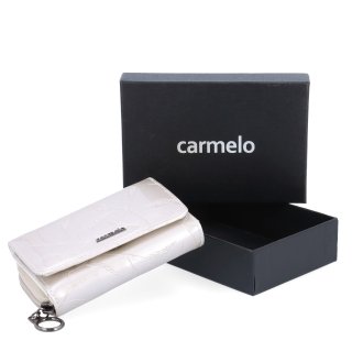 Elegantná lakovaná kožená peňaženka Carmelo materiál kože zapínanie na zips farba béžová veľkosť malá 2105 L K Krabička