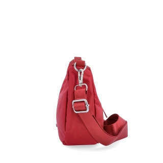 Malá kabelka so zaobleným tvarom Carmelo materiál nylon zapínanie na zips farba červená veľkosť malá 6602 CV Z boku