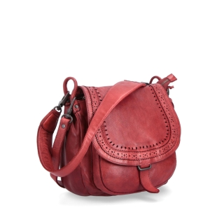 Kožená crossbody kabelka so zdobenou chlopňou Noelia Bolger materiál kože zapínanie s chlopňou farba červená veľkosť stredná NB 2030 CV