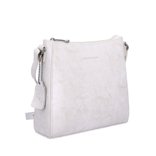Nadčasová crossbody kabelka z pravej kože Noelia Bolger materiál kože zapínanie na zips farba biela veľkosť malá NB 0079 OW
