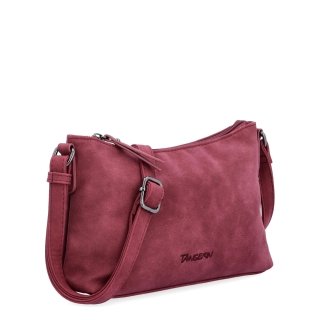 Malá elegantná crossbody kabelka Tangerin materiál syntetická koža zapínanie na zips farba vínová veľkosť malá 1109 BO