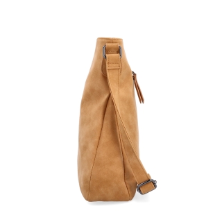 Štýlová crossbody kabelka s čistým dizajnom Tangerin materiál syntetická koža zapínanie na zips farba koňaková veľkosť stredná 1101 CAM Z boku