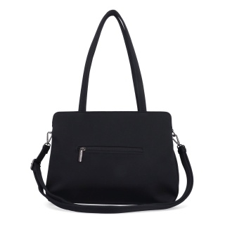 Elegantná kabelka s odnímateľným crossbody popruhom Le Sands materiál syntetická koža zapínanie na zips farba čierna veľkosť stredná 4649 C Zozadu