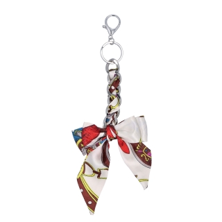 Prívesok na kabelku s mašľou a karabínkou Indee materiál textil farba multicolor D018