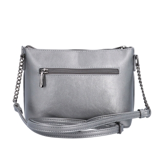 Spoločenská crossbody kabelka s retiazkou Le Sands materiál syntetická koža zapínanie na zips farba metalíza veľkosť malá 7708 TI Zozadu