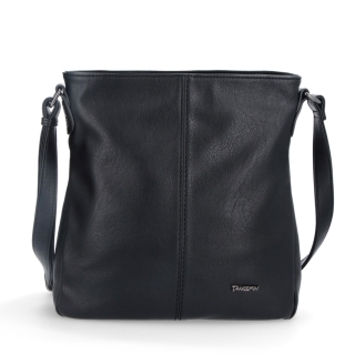 Crossbody kabelka s jednoduchým prešívaním Tangerin materiál syntetická koža zapínanie na zips farba čierna veľkosť stredná 8003 C Spredu