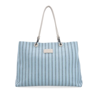 Priestranná shopper kabelka s textúrovaným povrchom Le Sands materiál syntetická koža zapínanie na zips farba modrá veľkosť veľká 4614 M Spredu