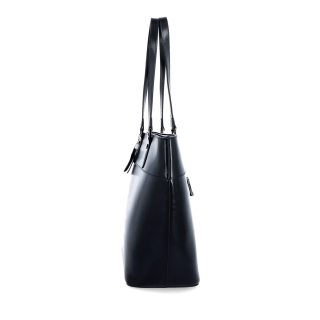 Kožená shopper kabelka Noelia Bolger materiál kože farba čierna veľkosť veľká NB 0076 C Z boku