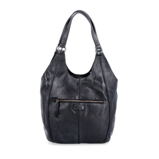 Elegantná kožená shopper kabelka s prešívaním Noelia Bolger materiál kože zapínanie na zips farba čierna veľkosť stredná NB 2044 C Zozadu