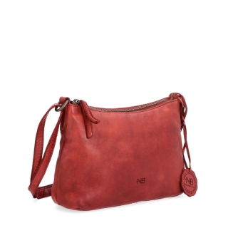 Praktická kožená crossbody na každý deň Noelia Bolger materiál kože zapínanie na zips farba červená veľkosť malá NB 2406 CV