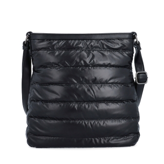 Moderná dámska kabelka z nadýchaného nylonu Carmelo materiál nylon zapínanie na zips farba čierna veľkosť stredná 4382 C Spredu