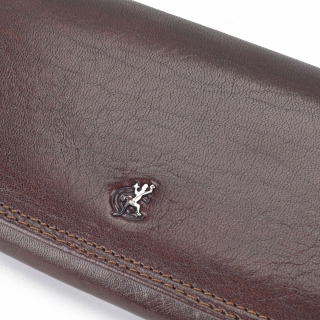 Dlhá kožená peňaženka Cosset materiál kože zapínanie na cvok farba hnedá veľkosť veľká 4467 Komodo H Logo