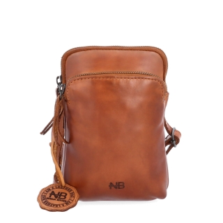 Štýlová kožená crossbody taška Noelia Bolger materiál kože zapínanie na zips farba koňaková veľkosť malá NB 2419 KO Spredu