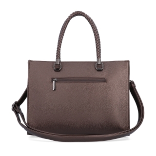 Dámska kabelka s odnímateľným crossbody popruhom Le Sands materiál syntetická koža zapínanie na zips farba metalíza veľkosť stredná 4648 BR Zozadu