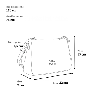 Elegantná malá crossbody kabelka Carmelo materiál syntetická koža zapínanie na zips farba hnedá veľkosť malá 4666 H Rozmery