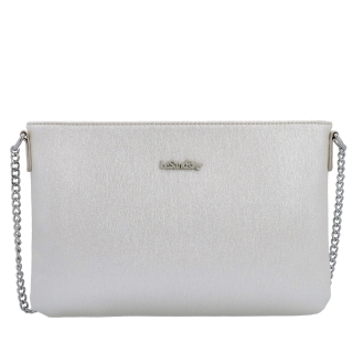 Elegantná crossbody kabelka s jemným leskom Le Sands materiál syntetická koža zapínanie na zips farba béžová veľkosť malá 4608 PRL Spredu