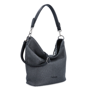 Ležérna kabelka typu hobo s odnímateľnými popruhmi Le Sands materiál syntetická koža zapínanie na zips farba čierna veľkosť stredná 4621 C