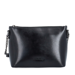 Elegantná crossbody kabelka s s reťazou Le Sands materiál syntetická koža zapínanie na zips farba čierna veľkosť malá 4379 C Spredu
