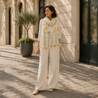 Ľahká šatka s originálnym vzorom Noelia Bolger materiál Viskóza a bavlna farba multicolor KL506 - 08