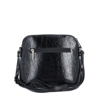 Dizajnová crossbody vintage kabelka so štruktúrovaným vzorom Le Sands materiál syntetická koža zapínanie na zips farba čierna veľkosť malá 4371 C Zozadu
