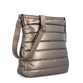 Moderná dámska kabelka z nadýchaného nylonu Carmelo materiál nylon zapínanie na zips farba metalíza veľkosť stredná 4382 BR