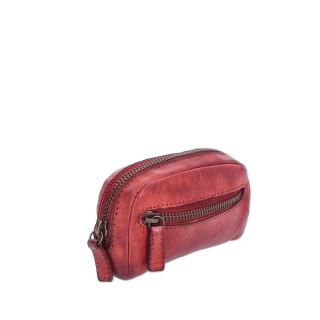Kožená kľúčenka so zaobleným tvarom Noelia Bolger materiál kože zapínanie na zips farba červená veľkosť malá 5128 NB CV Polobok zozadu