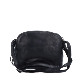 Kvalitná kožená crossbody kabelka Noelia Bolger materiál kože zapínanie na zips farba čierna veľkosť malá NB 2408 C Zozadu