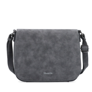 Elegantná crossbody kabelka s chlopňou Tangerin materiál syntetická koža zapínanie na zips farba sivá veľkosť stredná 1115 ANT Spredu