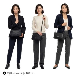 Kožená crossbody kabelka so striebornou retiazkou Noelia Bolger materiál kože zapínanie na zips farba čierna veľkosť malá NB 3015 C Na postave