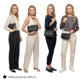 Crossbody kabelka s odnímateľnou kapsičkou a retiazkou Le Sands materiál syntetická koža zapínanie na zips farba čierna veľkosť malá 4609 C Na postave