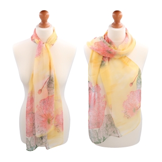 Ľahká šatka s kvetinovým motívom Noelia Bolger materiál polyester farba žltá KL502 - 02