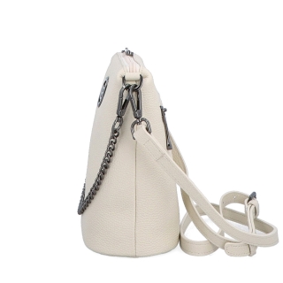 Malá kožená crossbody kabelka s výraznou retiazkou Noelia Bolger materiál kože zapínanie na zips farba béžová veľkosť malá NB 3016 K Z boku