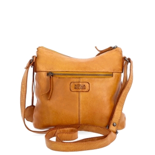 Kožená crossbody kabelka s moderným dizajnom Noelia Bolger materiál kože zapínanie na zips farba žltá veľkosť malá NB 2400 ZLU Zozadu