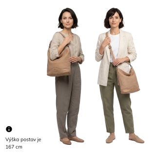 Jemne prepletaná kožená hobo kabelka Noelia Bolger materiál kože zapínanie na zips farba béžová veľkosť stredná NB 2015 BE Na postave