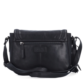 Menšia crossbody kabelka s chlopňou a príveskom Noelia Bolger materiál kože zapínanie s chlopňou farba čierna veľkosť stredná NB 3111 C Zozadu