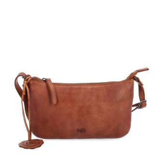 Malá elegantná kožená crossbody kabelka Noelia Bolger materiál kože zapínanie na zips farba koňaková veľkosť malá NB 2420 KO Spredu