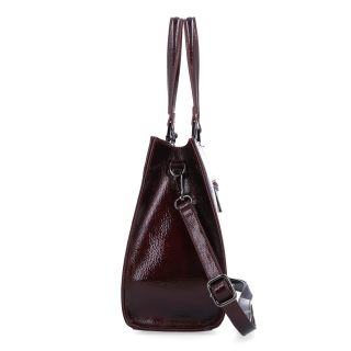 Kabelka do ruky s odnímateľným crossbody popruhom a príveskom Le Sands Le Sands materiál syntetická koža zapínanie na zips farba vínová veľkosť stredná 4638 BO Z boku