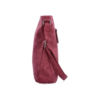 Štýlová crossbody kabelka s čistým dizajnom Tangerin materiál syntetická koža zapínanie na zips farba vínová veľkosť stredná 1101 BO Z boku