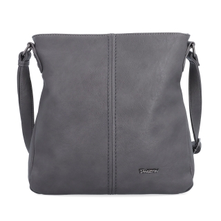 Crossbody kabelka s jednoduchým prešívaním Tangerin materiál syntetická koža zapínanie na zips farba sivá veľkosť stredná 8003 TS Spredu