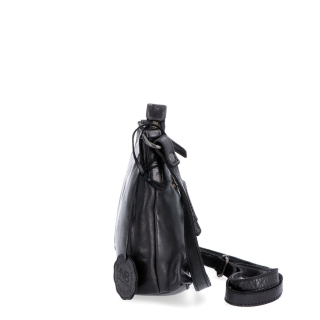 Praktická kožená crossbody na každý deň Noelia Bolger materiál kože zapínanie na zips farba čierna veľkosť malá NB 2406 C Z boku