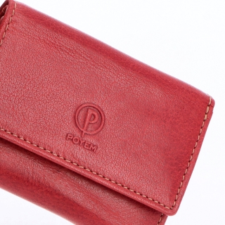 Menšia kožená peňaženka unisex Poyem materiál kože zapínanie na cvok farba červená veľkosť malá 5240 Poyem CV Logo