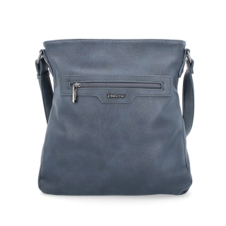 Crossbody kabelka s vonkajšími vreckami Tangerin materiál syntetická koža zapínanie na zips farba modrá veľkosť stredná 8008 TM Spredu