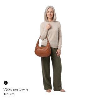 Kožená hobo kabelka s dvoma vreckami na zips Noelia Bolger materiál kože zapínanie na zips farba koňaková veľkosť stredná NB 2426 KO Na postave