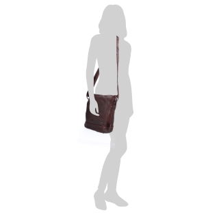 Kožená crossbody kabelka s dizajnovým prešívaním Noelia Bolger materiál kože zapínanie na zips farba vínová veľkosť stredná NB 2089 BO Na postave