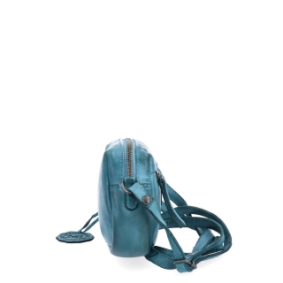 Minimalistická kožená crossbody kabelka Noelia Bolger materiál kože zapínanie na zips farba tyrkysová veľkosť malá NB 2417 TYR Z boku