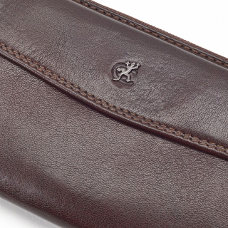 Kožená peňaženka peračník Cosset materiál kože zapínanie na zips farba hnedá veľkosť veľká 4491 Komodo H Logo